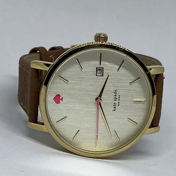 Kate Spade New York 0009 Womens Brown Leather Analog Gold Dial Wrist Watch VK155 - Picture 7 of 12